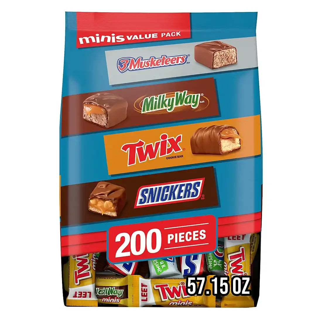 Snickers, Twix & More Minis Halloween Chocolate Candy Bars Variety Pack, Bulk Bag, 200 ct. - USA MEGA SHOP