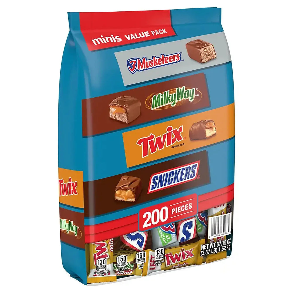 Snickers, Twix & More Minis Halloween Chocolate Candy Bars Variety Pack, Bulk Bag, 200 ct. - USA MEGA SHOP