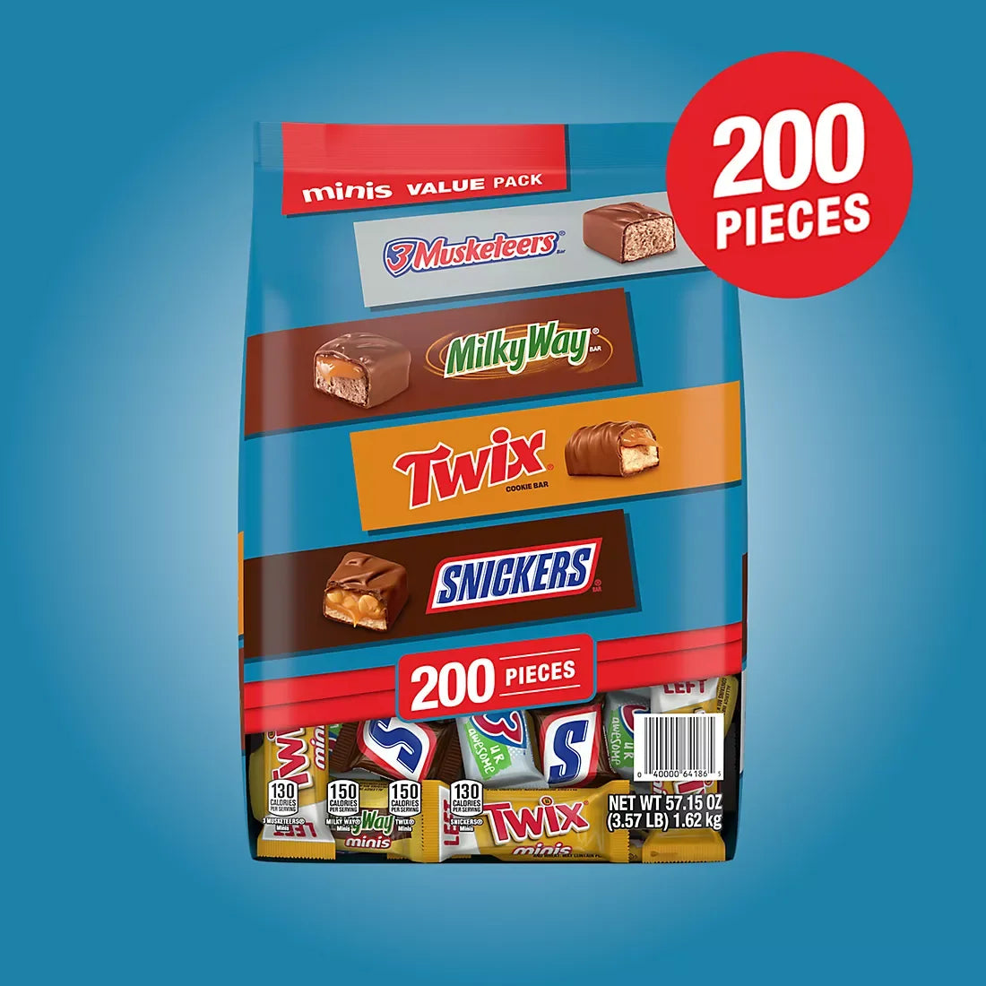 Snickers, Twix & More Minis Halloween Chocolate Candy Bars Variety Pack, Bulk Bag, 200 ct. - USA MEGA SHOP