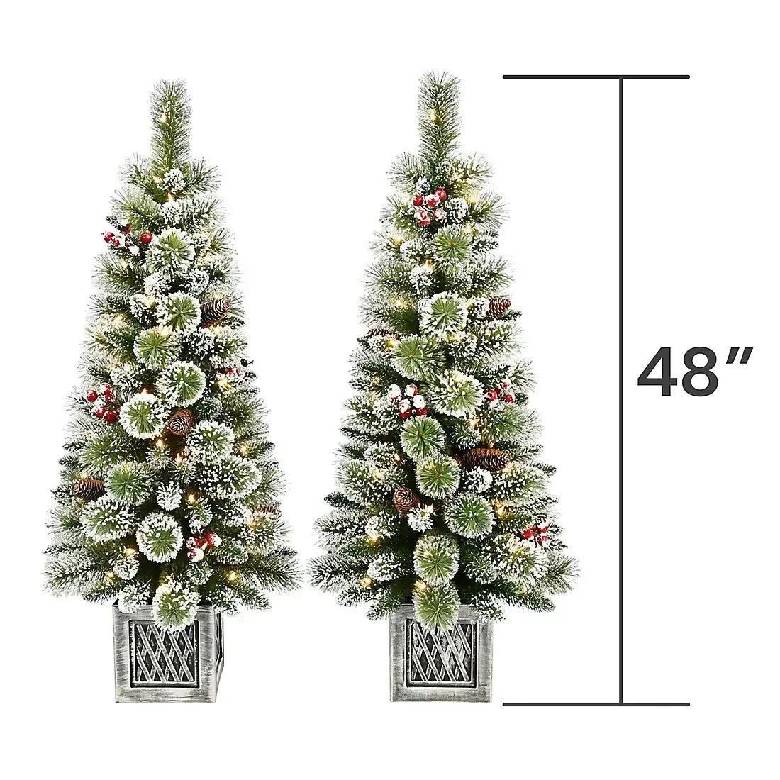 Berkley Jenson 4' Pre-lit Flocked Potted Trees, 2 pk. - USA MEGA SHOP
