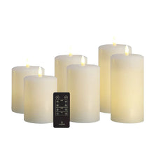 Frosted wax pillar candles set with 6 flames and black remote control