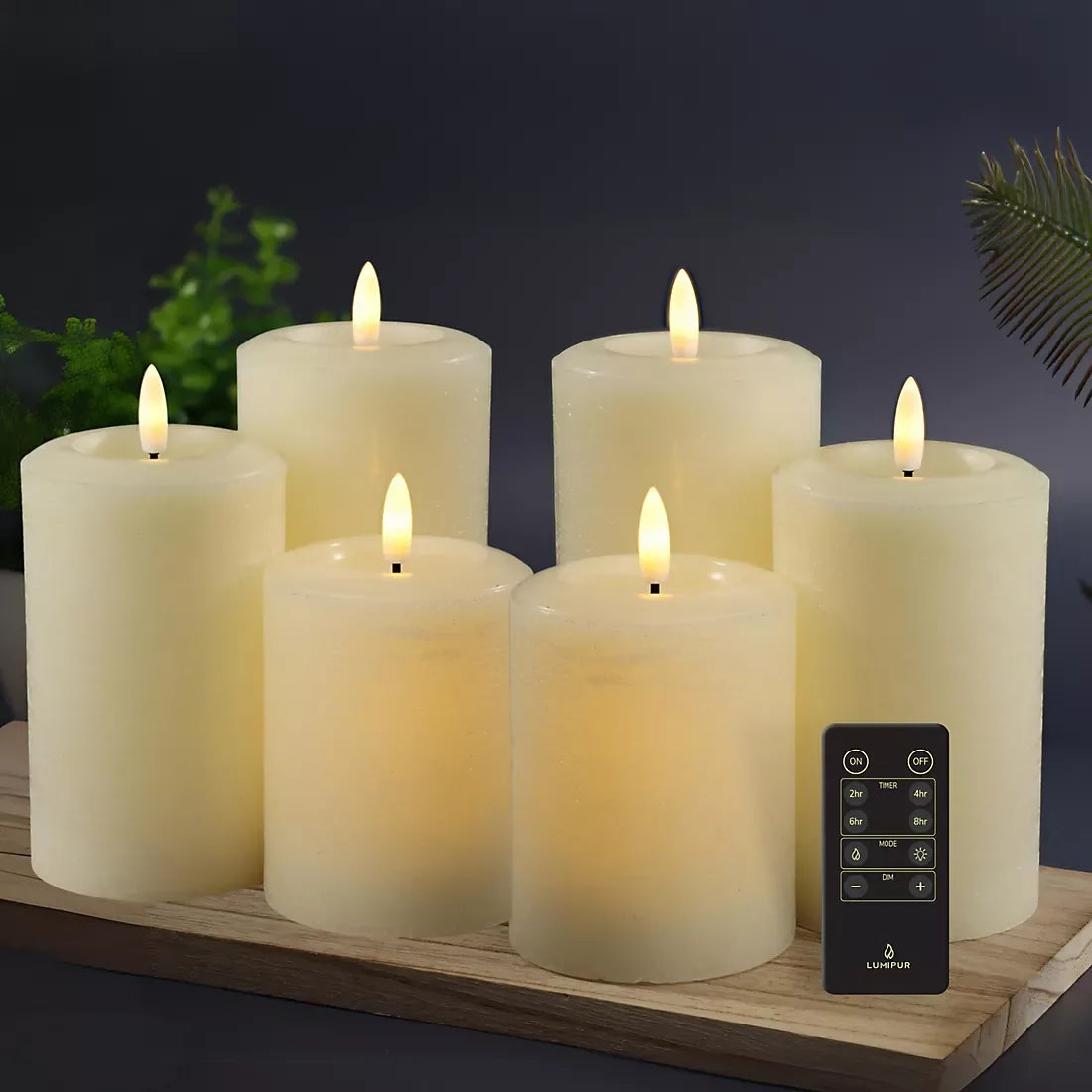 Lumipur Essential Wax Pillar 6 pk. Linen White with Remote - USA MEGA SHOP