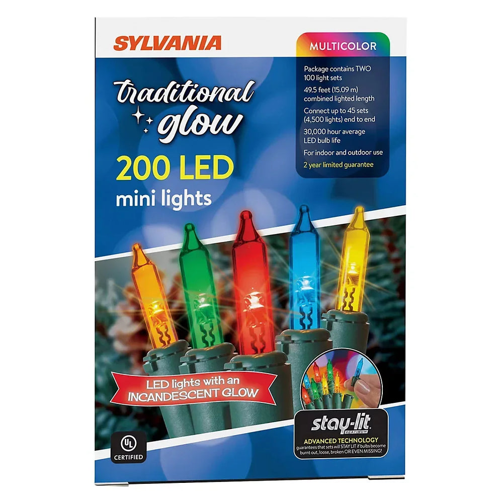 Sylvania Staylit Traditional Glow Multicolor LED Lights, 200 ct. - USA MEGA SHOP