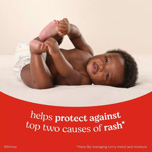 Huggies Skin Essentials diaper on baby, helps protect against rash