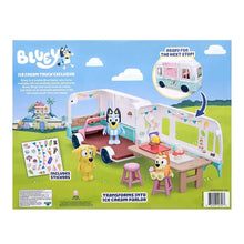 Ice cream truck playset back of box, transformation scene and included stickers