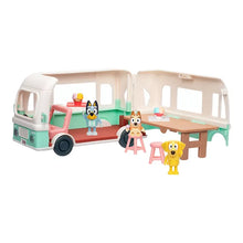 Ice cream truck playset with open roof, mint walls, pink stools and serving table, figures