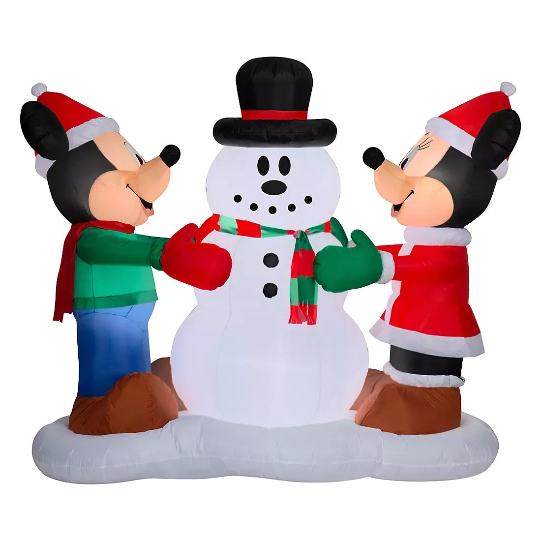 Disney Christmas 5' Inflatable Mickey Mouse and Minnie Mouse Snowman Decorating Scene - USA MEGA SHOP