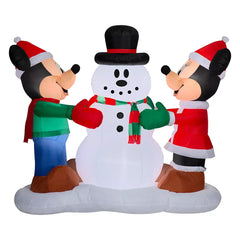 Disney Christmas 5' Inflatable Mickey Mouse and Minnie Mouse Snowman Decorating Scene - USA MEGA SHOP
