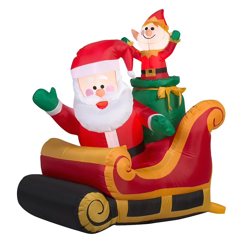 Gemmy Christmas 3.5' Inflatable Santa and Elf in Sleigh - USA MEGA SHOP