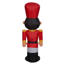 Inflatable Christmas toy soldier figure, back view with red hat and black boots