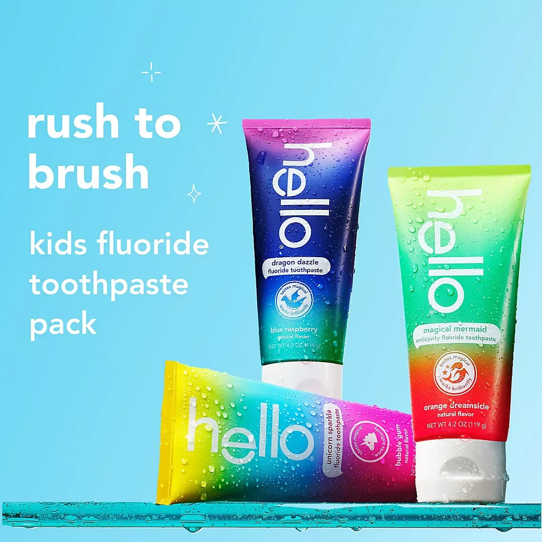 Hello Kids Toothpaste Fluoride Variety Pack, 3 pk./4.2 oz. - USA MEGA SHOP