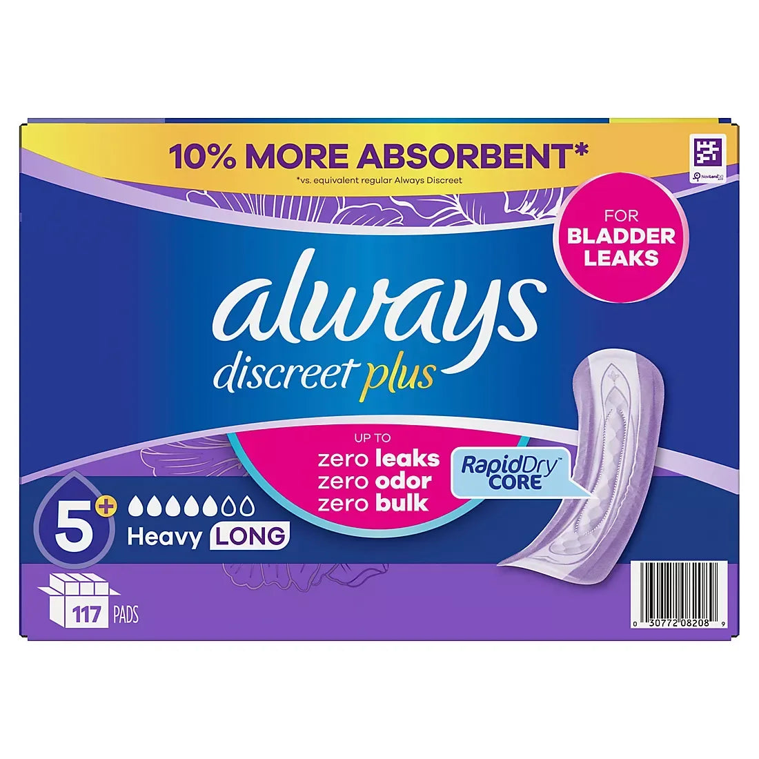 Always Discreet Adult Incontinence Pads, Heavy Absorbency, Long Length, Postpartum Pads, 117 ct. - USA MEGA SHOP
