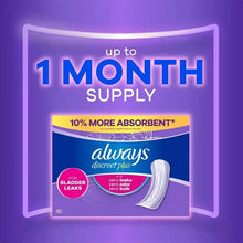 Always Discreet Plus adult incontinence pads box, up to 1 month supply.
