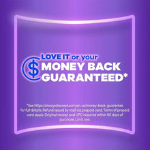 Always Discreet Plus money-back guarantee info panel with adult incontinence pad box.