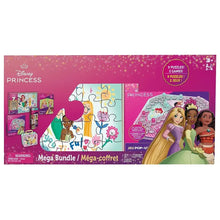 Disney Princess mega bundle box with jigsaw puzzle and pop-up game items