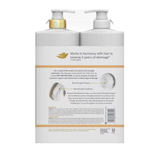 Dove bond strength shampoo and conditioner bottles with back label and barcode