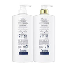 Shampoo and conditioner bottles back panels with ingredient text and PETA icons