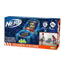 NERF Bounce n Score game box with target toss bounce pad and balls