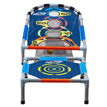 Kids bounce target toss game with blue scoring mat and three hoop targets