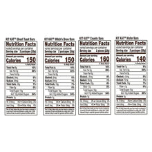 Nutrition Facts panels on assorted KitKat wafer snack bag, multiple bar varieties