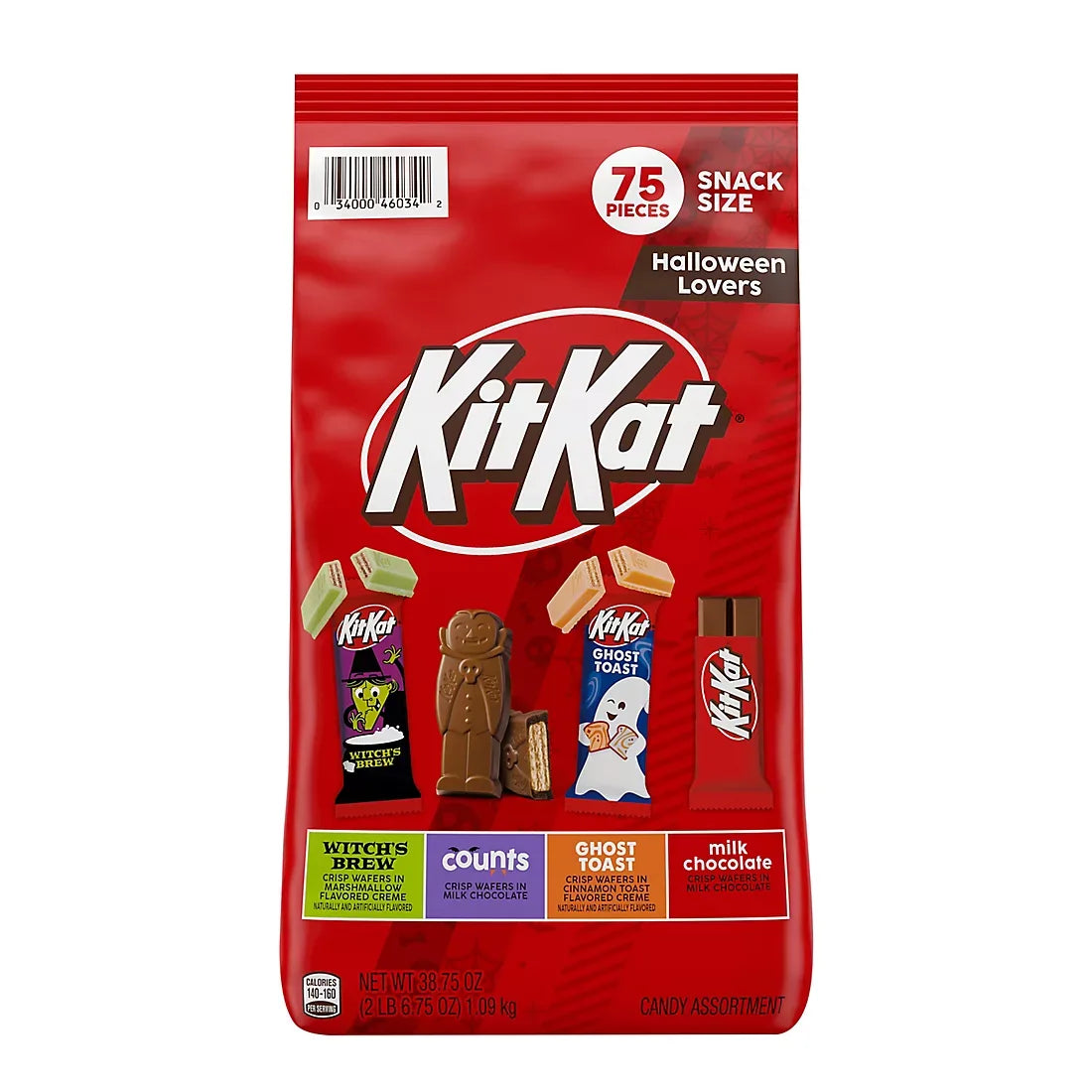 Kit Kat Assorted Flavored Wafer Snack Size, Halloween Candy Bag, 75 ct. - USA MEGA SHOP