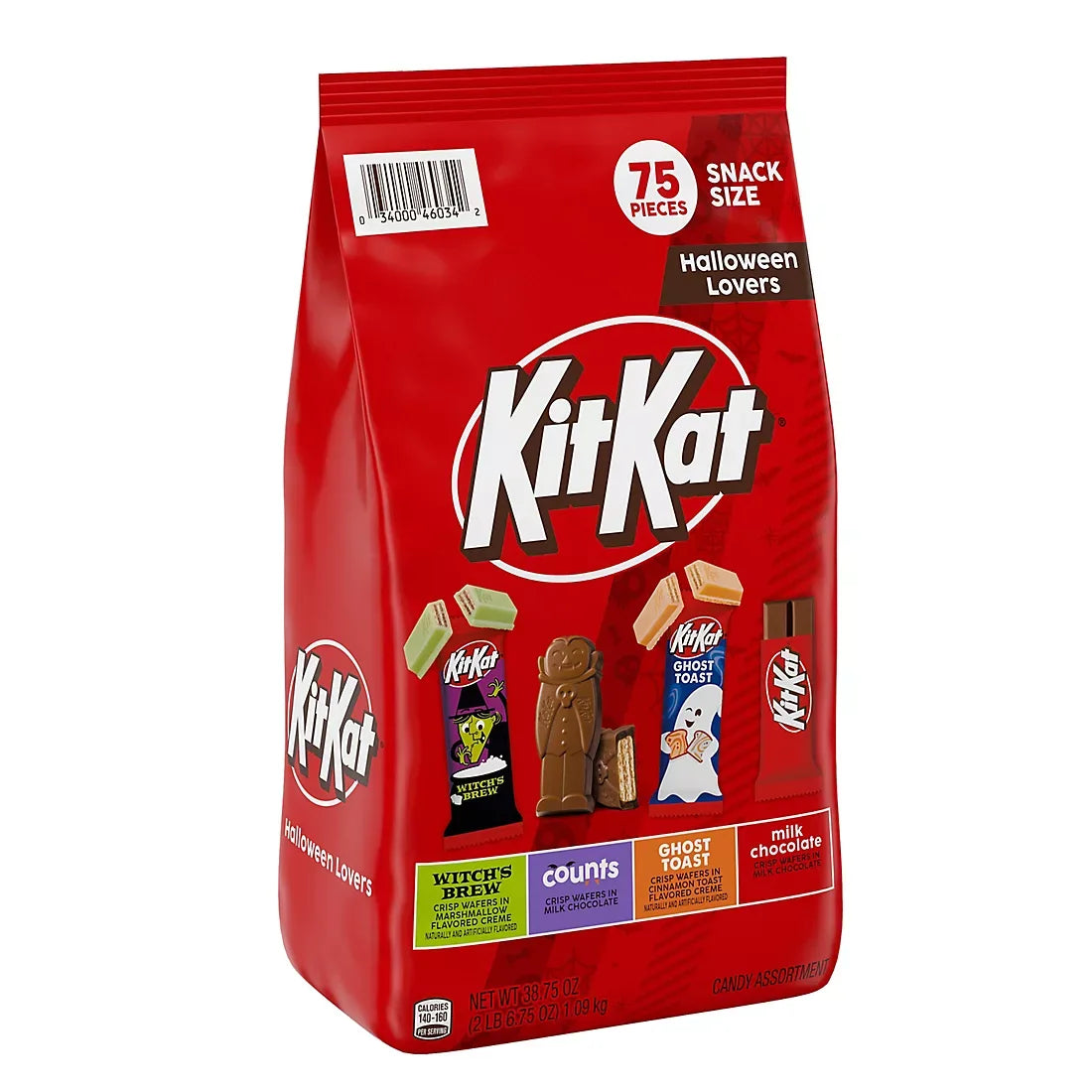 Kit Kat Assorted Flavored Wafer Snack Size, Halloween Candy Bag, 75 ct. - USA MEGA SHOP