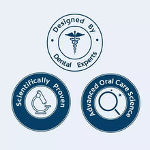 Toothbrush certification icons: Designed by Dental Experts, scientific proven, oral care