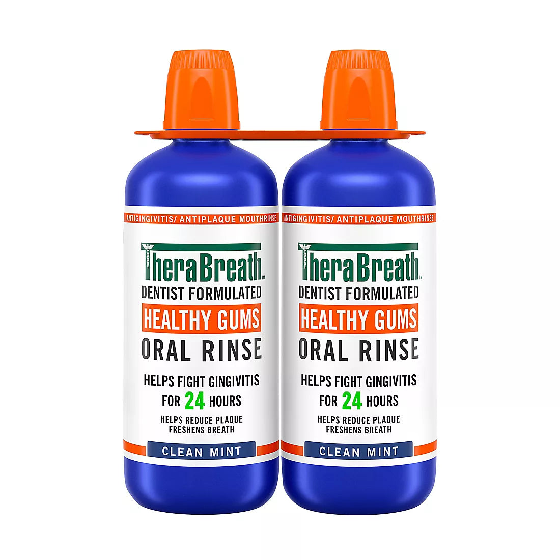 TheraBreath Healthy Gums Mouthwash, Alcohol-Free, Clean Mint, 2 pk./1L