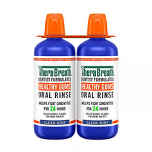 TheraBreath Healthy Gums oral rinse mouthwash, clean mint, alcohol-free (2 bottles)
