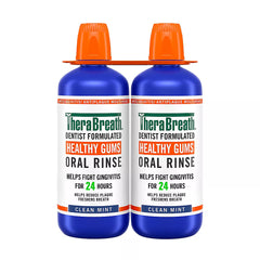 TheraBreath Healthy Gums Mouthwash, Alcohol-Free, Clean Mint, 2 pk./1L
