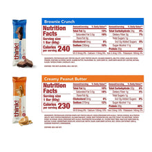 Think! High Protein Bar Variety Pack, Brownie Crunch, Peanut Butter, 20g Protein, 18 ct.