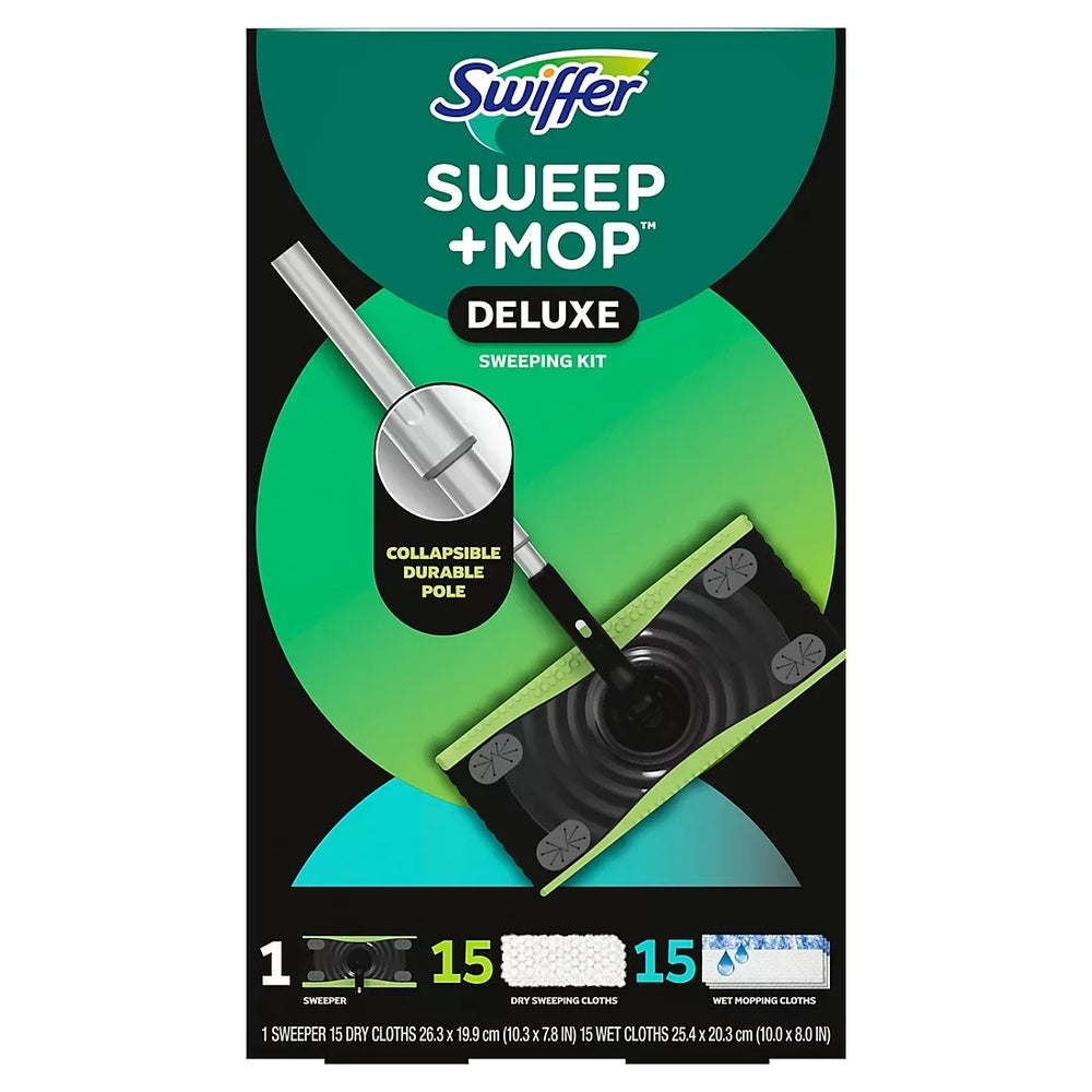 Swiffer Sweep and Mop Deluxe, 2-in-1 Floor Mopping and Sweeping Kit - USA MEGA SHOP
