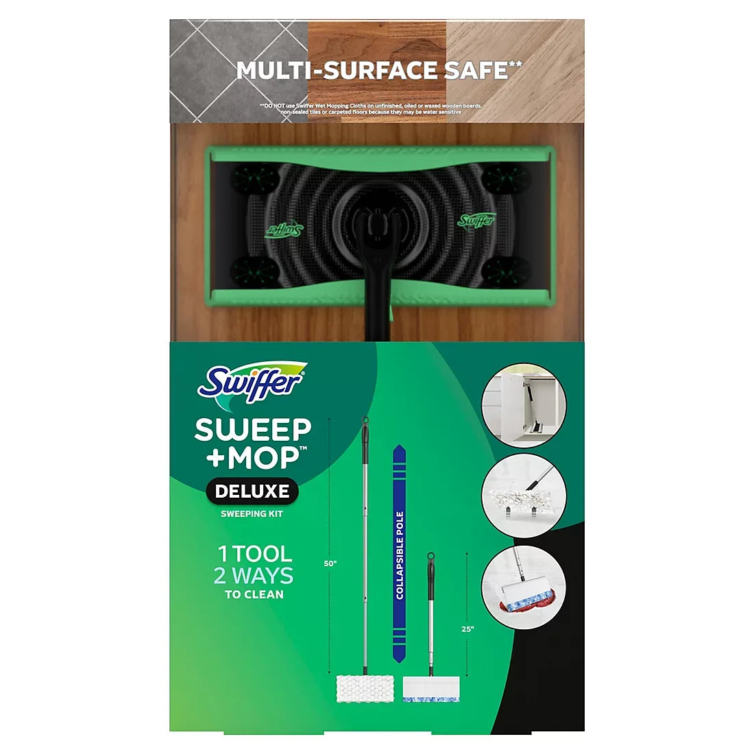Swiffer Sweep and Mop Deluxe, 2-in-1 Floor Mopping and Sweeping Kit - USA MEGA SHOP