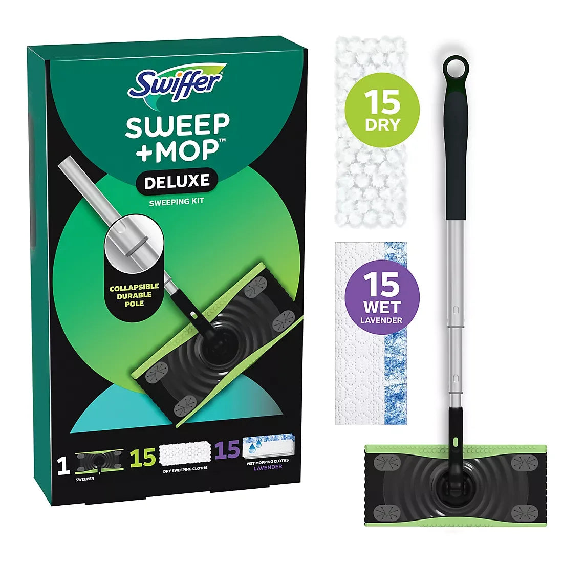 Swiffer Sweep and Mop Deluxe, 2-in-1 Floor Mopping and Sweeping Kit - USA MEGA SHOP