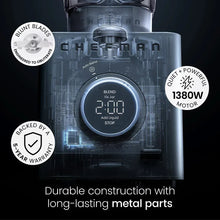 Countertop blender base with round control dial and blend buttons