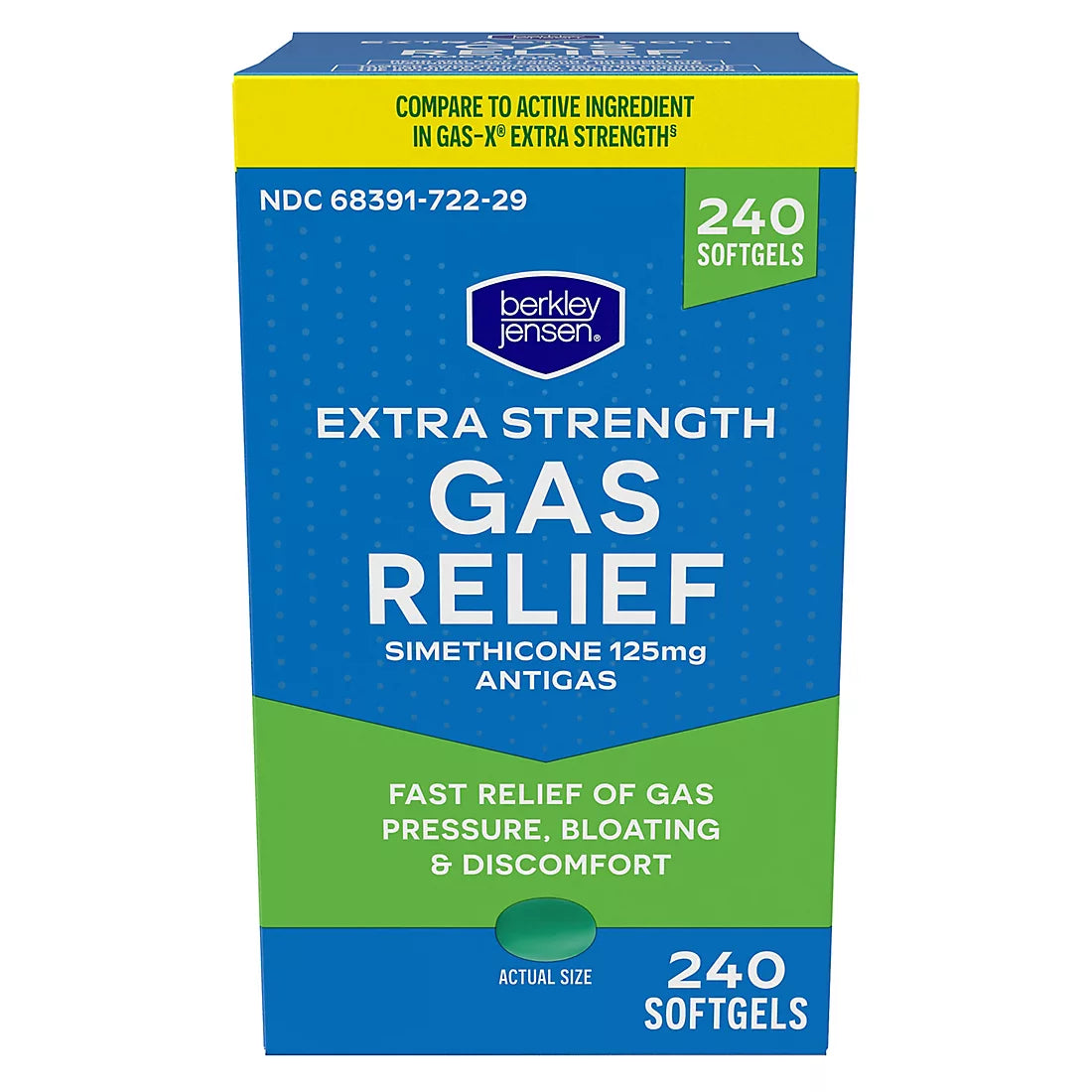 Berkley Jensen Simethicone 125mg Softgels, 240 ct.