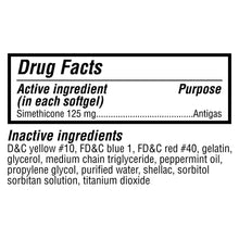 Drug Facts label section showing active ingredient simethicone 125 mg