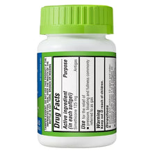 Simethicone softgels bottle with green cap, blue Purpose and directions panel