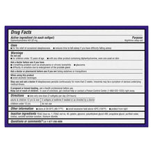 Drug Facts label on nighttime sleep-aid diphenhydramine HCl 25 mg softgels box
