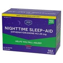 Nighttime sleep-aid diphenhydramine HCl 25 mg softgels box with 192 softgels