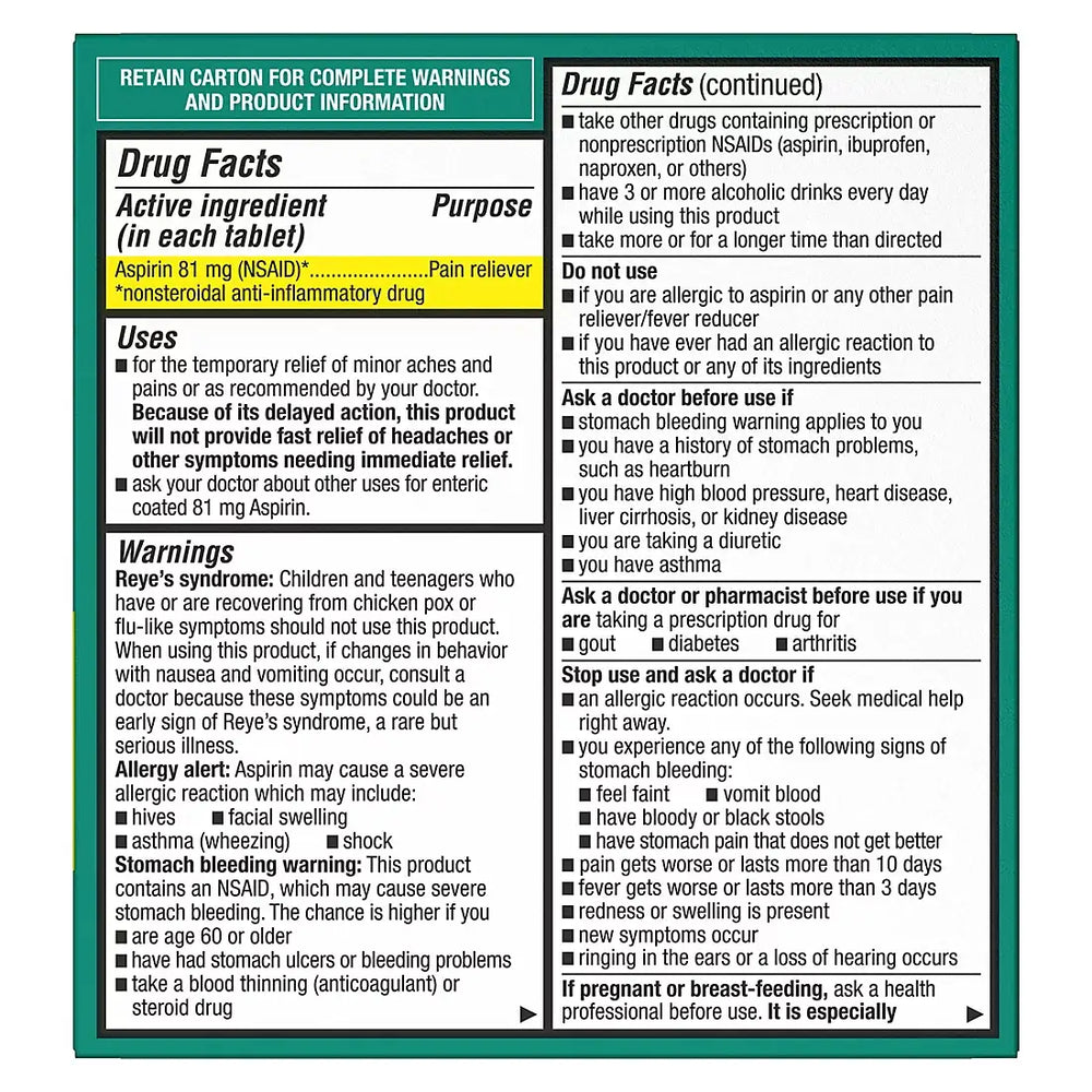 Berkley Jensen Aspirin 81mg Low-Dose Tablets, 730 ct.