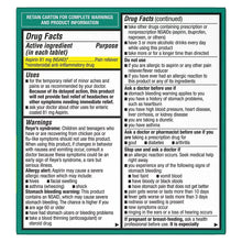 Berkley Jensen aspirin drug facts label panel with warnings and uses text