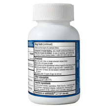 White medicine bottle with Drug Facts label on front, directions and warnings