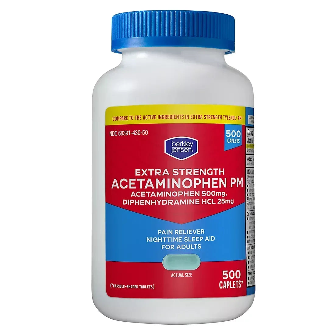 Berkley Jensen Extra Strength Acetaminophen PM Caplets, 500 Count