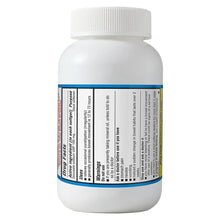 Stool softener softgels bottle with white cap, back label showing Drug Facts