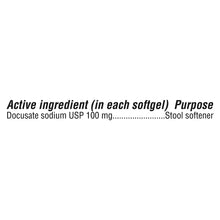 Docusate sodium USP 100 mg active ingredient; purpose: stool softener
