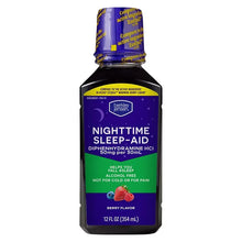 Nighttime Sleep-Aid diphenhydramine HCl liquid bottle, berry flavor