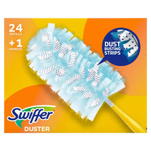 Swiffer duster starting kit with light blue refills and yellow short handle