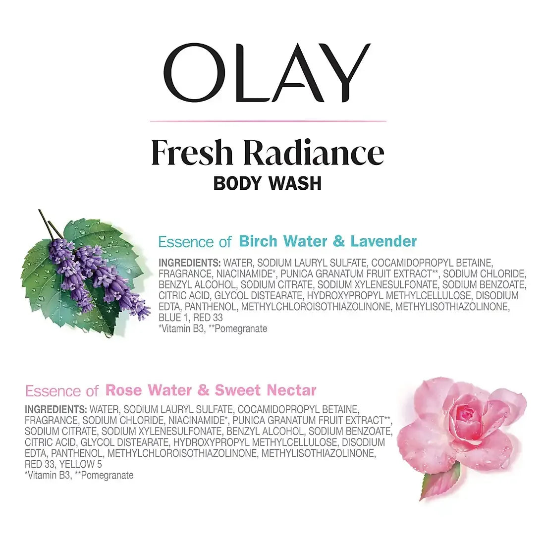 Olay Fresh Radiance Body Wash, Essence of Birch Water & Lavender, Rose Water & Sweet Nectar, 35 fl. oz. - USA MEGA SHOP