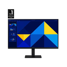 27-inch Samsung monitor with black bezel and stand, left menu icons